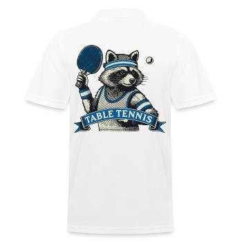 Tischtennis Waschbär Spieler Retro Spaß - Männer Poloshirt - Weiß - Hinten - Kai (181cm)