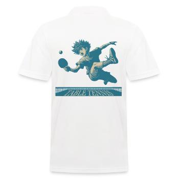 Anime Rétro Tennis de Table Artwork - Polo Homme - blanc - Dos - Kai (181cm)