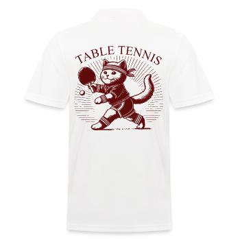 chat mignon tennis de table rétro design vintage - Polo Homme - blanc - Dos - Kai (181cm)