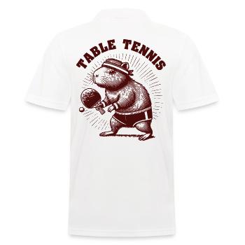 Capybara Joueur de Tennis de Table Vintage Look Rétro - Polo Homme - blanc - Dos - Kai (181cm)