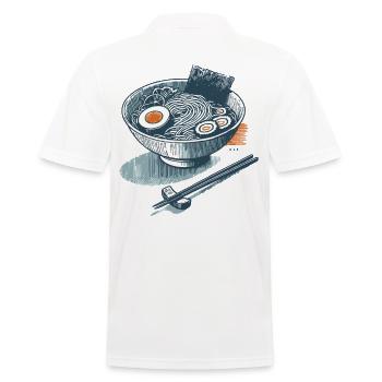 Ramen Noodles Retro Ukiyo-E Streetwear Anime Japan - Men's Polo Shirt - white - Back - Kai (181cm)
