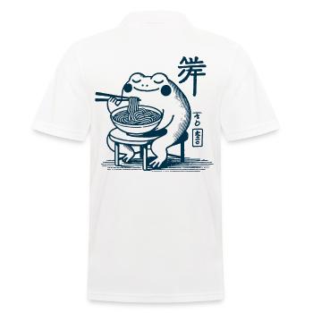 Kawaii Frog with Ramen Noodles Ukiyo-e Japanese - Men's Polo Shirt - white - Back - Kai (181cm)