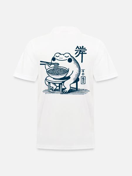 Kawaii Frog with Ramen Noodles Ukiyo-e Japanese - Men's Polo Shirt - white