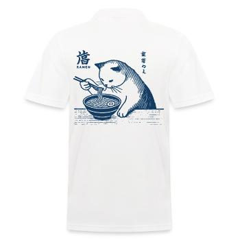 Chats et Nouilles Ramen Kawaii Rétro Japon - Polo Homme - blanc - Dos - Kai (181cm)