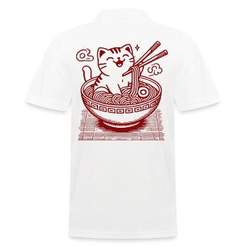 Chat Kawaii avec des nouilles Ramen Streetwear - Polo Homme - blanc - Dos - Kai (181cm)