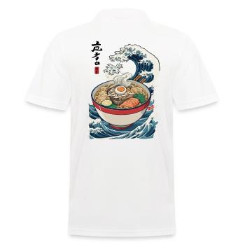 Ramen Ukiyo-E Wellen Retro Japanisch Streetwear - Männer Poloshirt - Weiß - Hinten - Kai (181cm)
