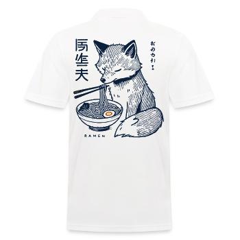 Kitsune Ramen Nudeln Kawaii Retro Ukiyo-e Fuchs - Männer Poloshirt - Weiß - Hinten - Kai (181cm)