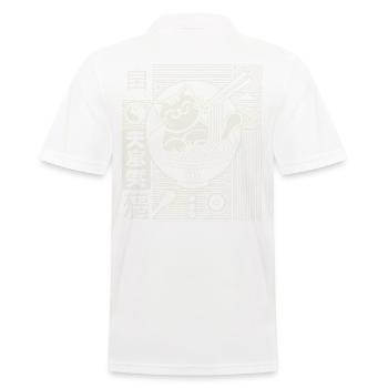 Japanese Retro Ukiyo-e Streetwear with Ramen - Men's Polo Shirt - white - Back - Kai (181cm)