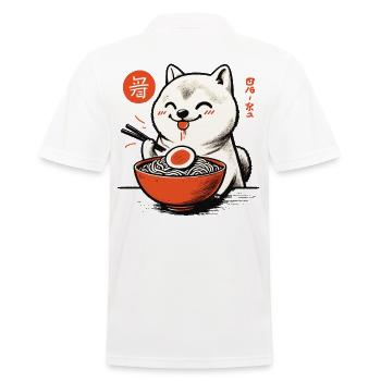 Ramen Noodles Love Shiba Dog Japan Retro Ukiyo-E - Men's Polo Shirt - white - Back - Kai (181cm)