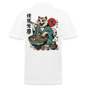 Japanese Retro Ukiyo-E Ramen Noodles Streetwear - Men's Polo Shirt - white - Back - Kai (181cm)
