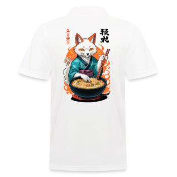 Kitsune Ramen Noodles Kawaii Japan Retro Ukiyo-e - Men's Polo Shirt - white - Back - Kai (181cm)