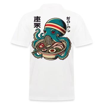 Japanese Anime Ramen Noodles Retro Octopus - Men's Polo Shirt - white - Back - Kai (181cm)
