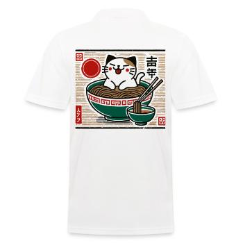 Ramen Japonais Cat Ukiyo-E Streetwear - Polo Homme - blanc - Dos - Kai (181cm)