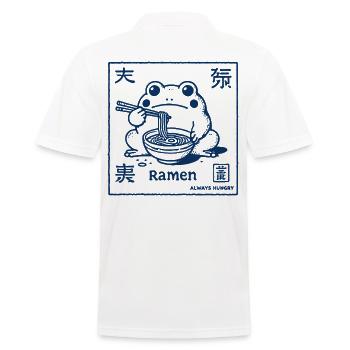 Ramen Frog Funny Japanese Streetwear Ukiyo-E - Men's Polo Shirt - white - Back - Kai (181cm)