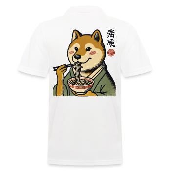 Shiba Dog Ramen Noodles Funny Dogs Ukiyo-E - Men's Polo Shirt - white - Back - Kai (181cm)