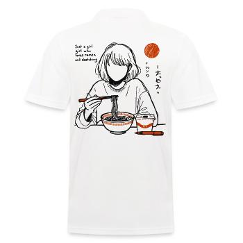Mädchen liebt Ramen Nudeln und Zeichnen - Männer Poloshirt - Weiß - Hinten - Kai (181cm)
