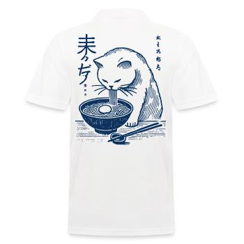 Nouilles Ramen Drôle Chat Kawaii Rétro Japon - Polo Homme - blanc - Dos - Kai (181cm)