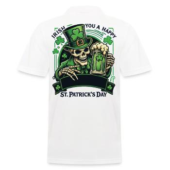 Happy St. Patrick's Day Skull with Beer - Men's Polo Shirt - white - Back - Kai (181cm)