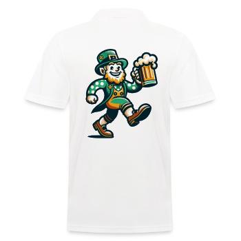 Cheerful leprechaun with beer mug for St. - Men's Polo Shirt - white - Back - Kai (181cm)