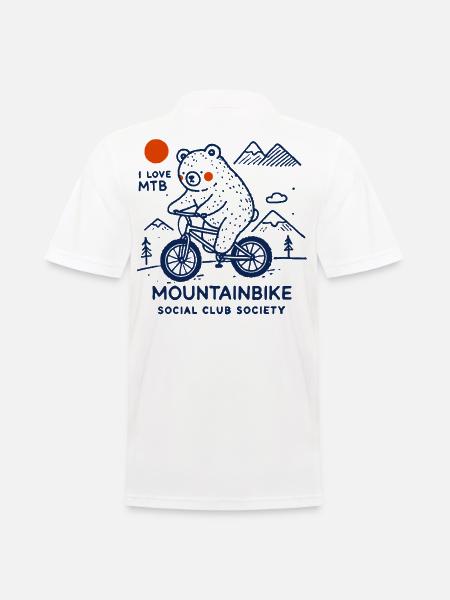 Fahrrad Abenteuer Mit Bär Mountainbike Social Club - Männer Poloshirt - Weiß