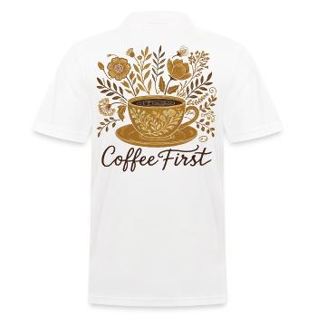 Coffee First Cottagecore Floral Flowers - Men's Polo Shirt - white - Back - Kai (181cm)