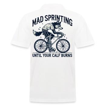 Mad Sprint Vélo Loup Veau Brûle - Polo Homme - blanc - Dos - Kai (181cm)