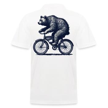 Bear on Bicycle for Cyclist Humor - Men's Polo Shirt - white - Back - Kai (181cm)