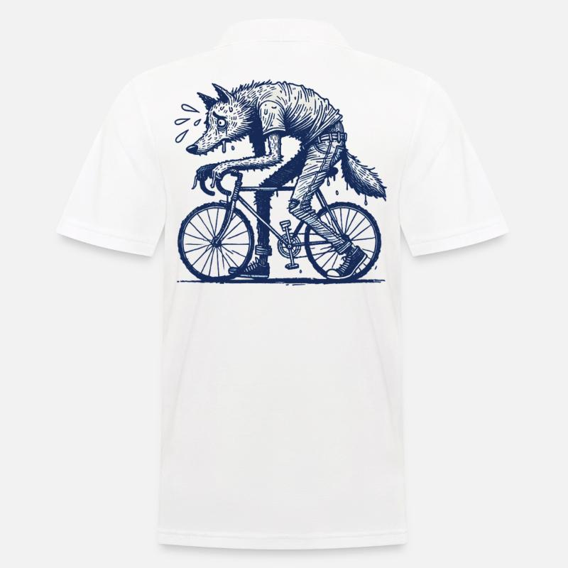 Bicycle Wolf Design Créatif Cyclisme - Polo Homme - blanc
