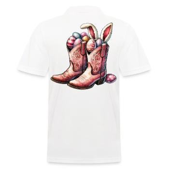 Bottes de cow-boy rétro de Pâques avec des œufs - Polo Homme - blanc - Dos - Kai (181cm)
