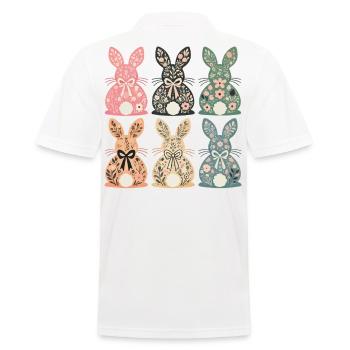 Ostern Blumenhasen Retro Vintage Stil - Männer Poloshirt - Weiß - Hinten - Kai (181cm)