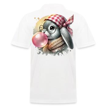 Ostern Retro Hase Mit Brille In Cottagecore Stil - Männer Poloshirt - Weiß - Hinten - Kai (181cm)