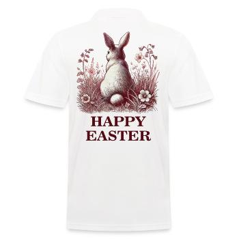 Ostern Retro Hase Im Vintage Blumenfeld - Männer Poloshirt - Weiß - Hinten - Kai (181cm)