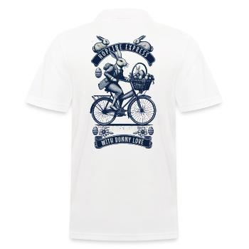 Easter Retro Bunny Bicycle Basket Eggs - Men's Polo Shirt - white - Back - Kai (181cm)