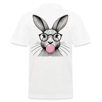 Ostern Hase Mit Brille Kaugummiblase Retro Stil - Männer Poloshirt - Weiß - Hinten - Kai (181cm)