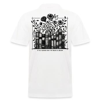 Bücherwurm Lustiger Buch Spruch Lesen Ist Therapie - Männer Poloshirt - Weiß - Hinten - Kai (181cm)