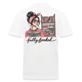 Retro Book Girl Design for Frequent Readers - Men's Polo Shirt - white - Back - Kai (181cm)