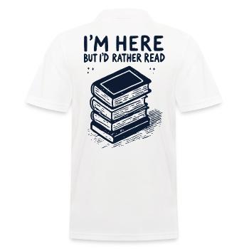 Retro Buch Design für Book Nerd und Bibliophile - Männer Poloshirt - Weiß - Hinten - Kai (181cm)