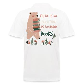 Book Lover Funny Book Quote with Bear - Men's Polo Shirt - white - Back - Kai (181cm)