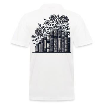 Bookworm Bookworm Book Lover in Cottagecore - Men's Polo Shirt - white - Back - Kai (181cm)