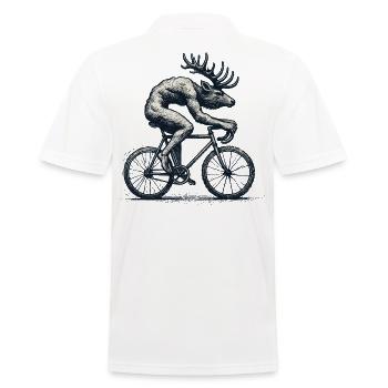 Funny Bicycle Moose Retro Cycling Fans - Men's Polo Shirt - white - Back - Kai (181cm)