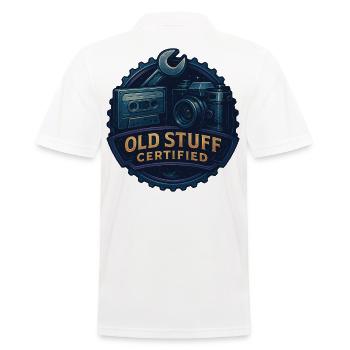 Antiquing Old Stuff Certified Retro Camera - Men's Polo Shirt - white - Back - Kai (181cm)