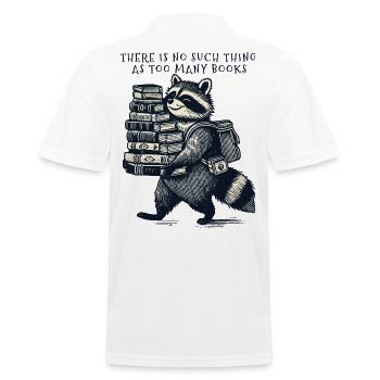 Retro Raccoon Design Cute Book Lover - Men's Polo Shirt - white - Back - Kai (181cm)