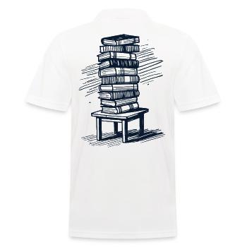 Bookworm Bookworm Book Lover Design in Retro - Men's Polo Shirt - white - Back - Kai (181cm)