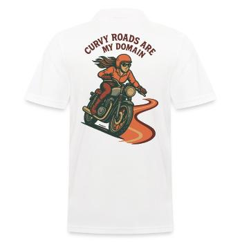Curvy Roads Are My Domain Motorcycle Biker Retro - Men's Polo Shirt - white - Back - Kai (181cm)