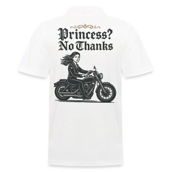 Princess? No Thanks Motorradfahrerin Vintage - Männer Poloshirt - Weiß - Hinten - Kai (181cm)