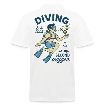 Diving Est. 2005 Is My Second Oxygen - Männer Poloshirt - Weiß - Hinten - Kai (181cm)