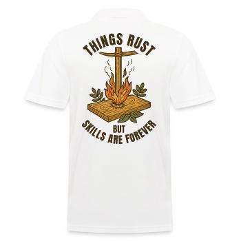 Dinge Rust Skills Forever Prepper Survival - Männer Poloshirt - Weiß - Hinten - Kai (181cm)
