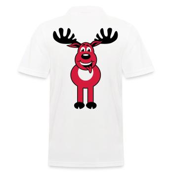 Cerf Rudolph caractère et neige de bande dessinée - Polo Homme - blanc - Dos - Kai (181cm)