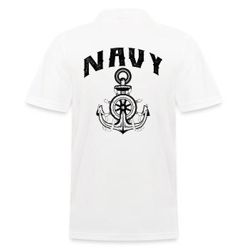 Navy - Men's Polo Shirt - white - Back - Kai (181cm)