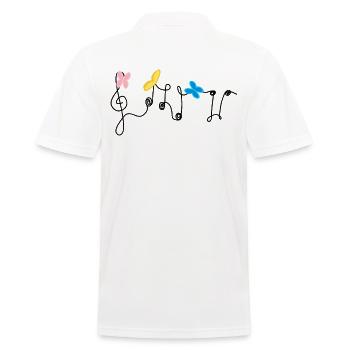 Harmony: Musical notes and butterflies - Men's Polo Shirt - white - Back - Kai (181cm)